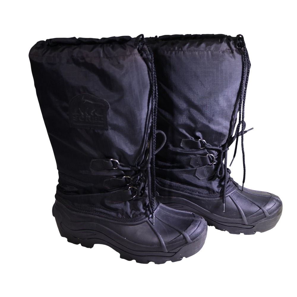 Sorel Womens 8 Snow Terrain Boots Black LL1070-010 Ripstop Waterproof Tall